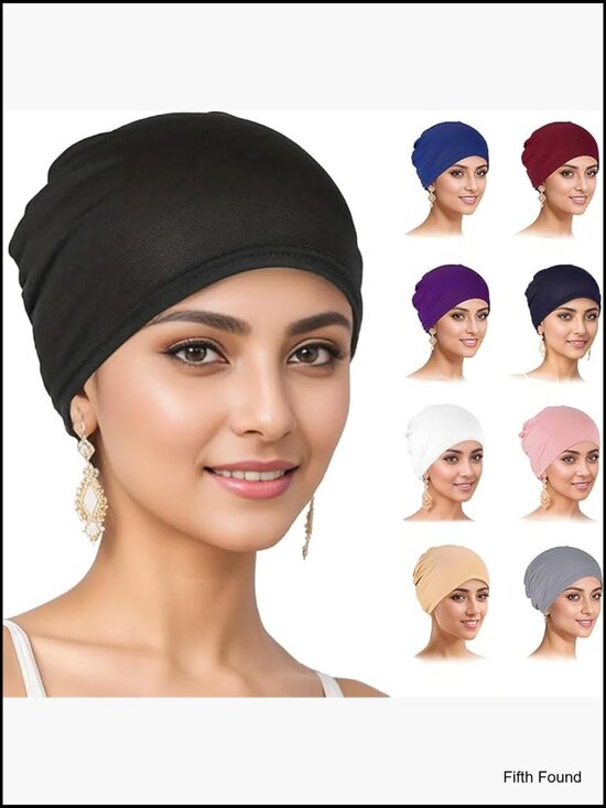 9 Piece Pre-Tied Chemo Head Scarf Set Stretchy Turban Beanies for Women main image 4